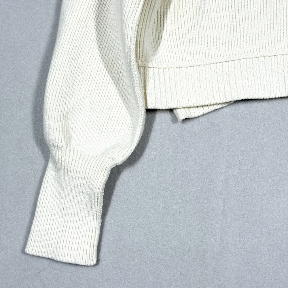 Free People Sweater Womens XS Easy Street Crop Pullover Slouchy Ribbed Cream‎